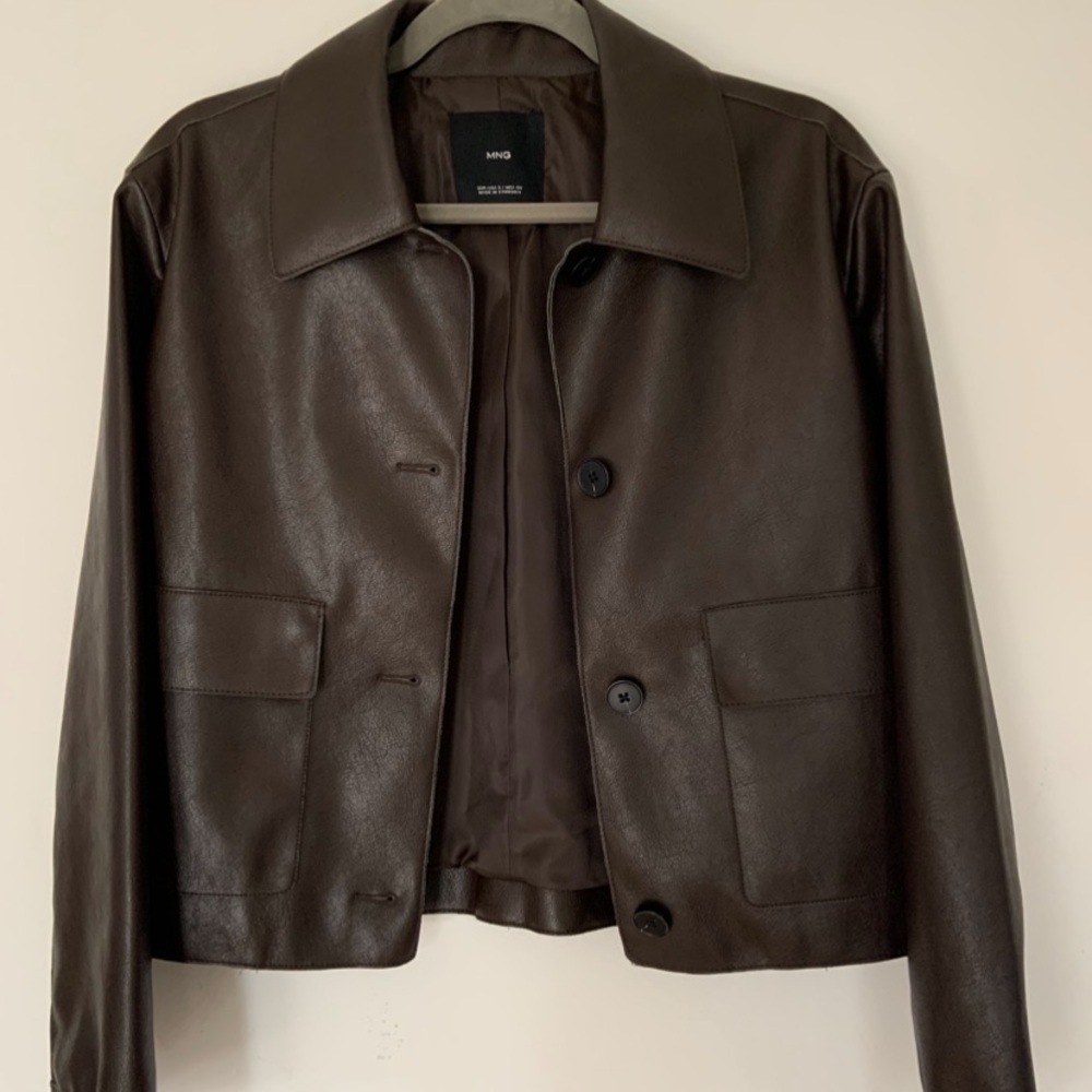 Mango Chocolate Leather Jacket